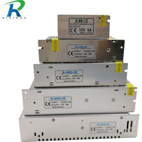 RiRi won DC 12V Power Supply Lighting Transformer driver Switch for LED Strips Adapter AC 220V 2A 3A 6.5A 10A 15A 25A 30A 33A