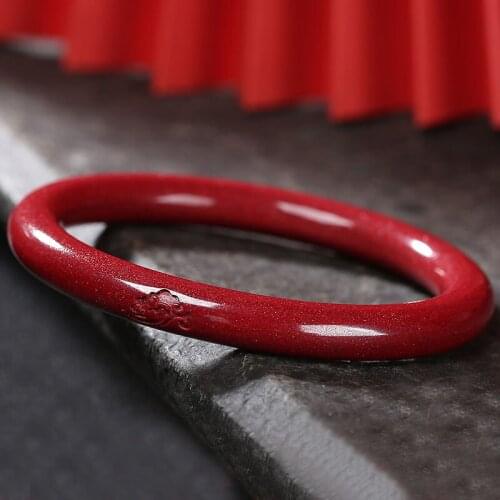 Fashion Red Jade Bangle Bracelet Jadeite for Natural Jewelry Hand-Carved Fine Charm Round Bangle Bracelets for Women