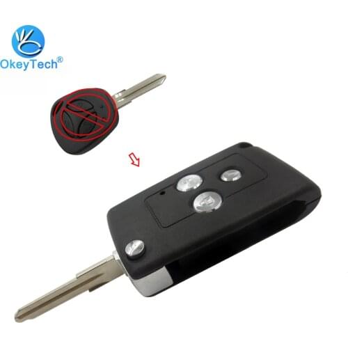 OkeyTech for Lada Priora Kalina Vesta Granta Key Shell Flip Folding Modified Auto 3 Button Uncut Blade Remote Car Cover Case Fob