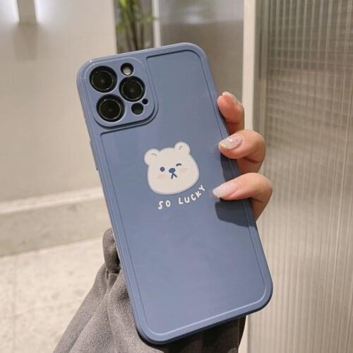 Lovely Little Bear Phone Case For IPhone 12 11Pro Max Xr Xs 7 8 Plus Soft Silicone Camera Protective Back Cover Phone Cases