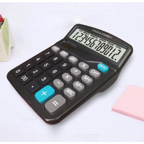 Black 12 Digit Large Screen Calculator Fashion Computer Financial Accounting GDeals