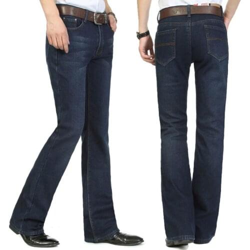 Jeans men 2020 Autumn and Winter Mens Mid-high waist Micro-lace pants pure Black plus velvet thick pants Jeans For Men