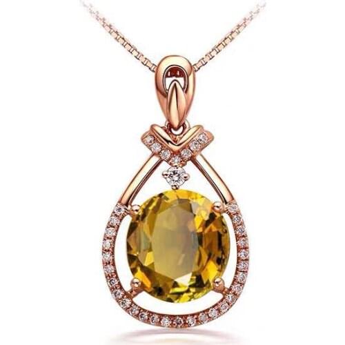 Elegant Rose Gold Color Yellow Crystal Pendant for Women Temperament Zircon Water Drop Shape Pendant Weddings Jewelry Gifts