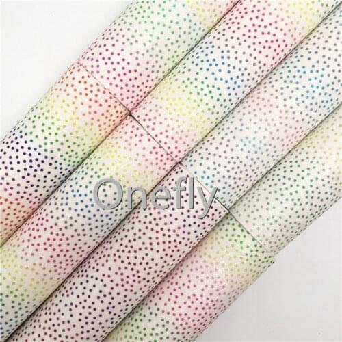 Onefly Randomly Rainbow Polka Dots Synthetic Leather Fabric With Soft Felt Backing For Bow DIY handbags shoes FZ010