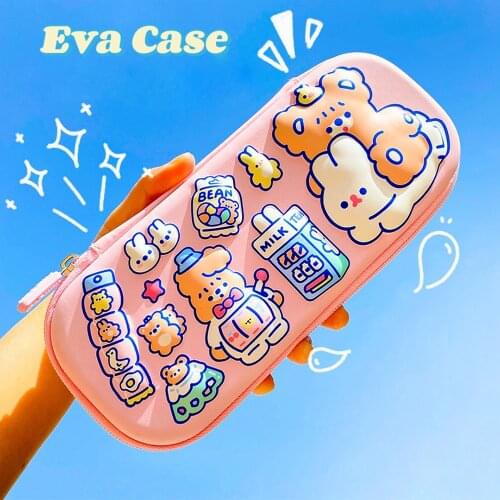 Kawaii Pencil Case School Pencilcase for Girls Penal EVA 3D Pen Box Large Capacity Stationery Bag Big Cute Bear Pouch Supplies
