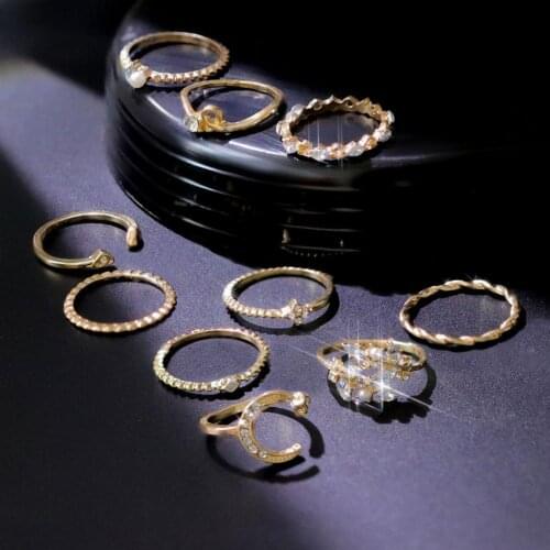 10Pcs Creative Metal Ring Irregular Exquisite Comfortable Wearing Alloy Cubic Zirconia Jewelry Ring Easy Matching for Daily Wear