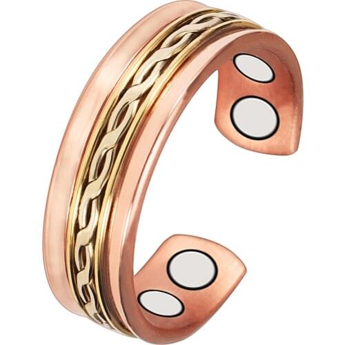 Wollet Jewelry Bio Magnetic Therapy Pure Copper Ring For Women Men Open Cuff Anit Arthritis Pain Relief Health Healing Energy