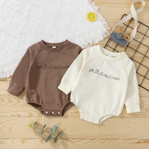Newborn Baby Girls Boys Sweatshirt Jumpsuits Solid Long Sleeve Autumn Rompers Outfits 0-24M