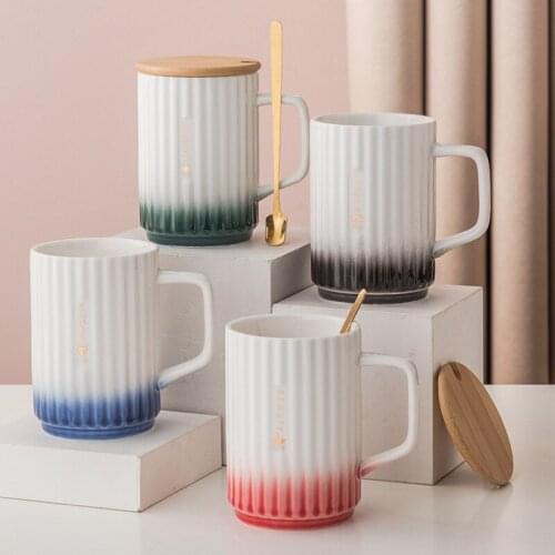 Mug with Lid Nordic Ins Ceramic Water Cup Home Creative Simple Large Capacity Drinking Cup Cute Coffee Mugs and Cups Tumbler Cup