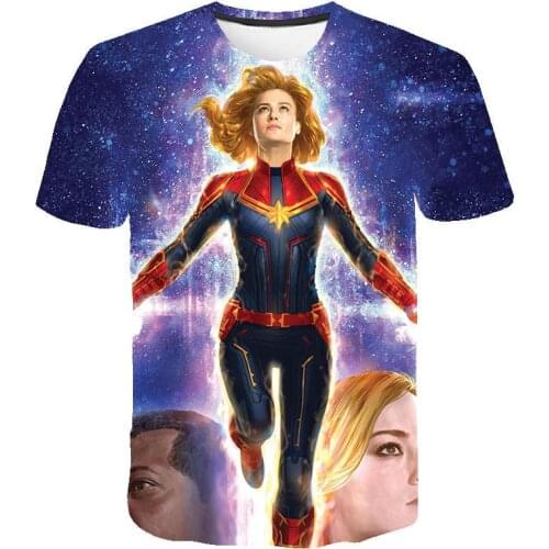 Disney The Avengers Captain Marvel Summer Girl T Shirt Tops Luxury Designer Tshirt Female Cartoon Print Women T-Shirt