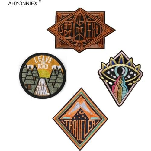 AHYONNIEX 10 PCS Embroidery round shape cartoon patches fashion clothes stickers Jacket Jeans Iron On patch For hats accessories