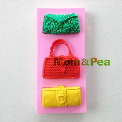 Mom&Pea 0845 Free Shipping Handbags Shaped Silicone Mold Cake Decoration Fondant Cake 3D Mold Food Grade