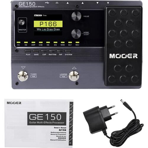 MOOER GE150 Digital Tube AMP Modelling Guitar Multi-Effects Pedal Processor 55 AMP Models 9 Effect Types Loop Recording (80S)