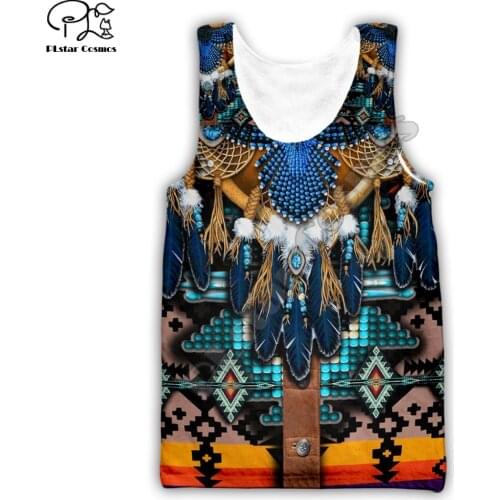 Men women New Native Indian Wolf printed Tank Top Summer Skull Deer Hunting 3d Vest unisex sleeveless tees casual treetwear 004