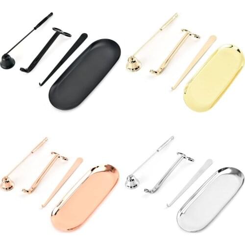 4 Pcs Candle Accessory Set Snuffer Wick Trimmer Dipper Storage Tray Plate Extinguish Scissor Cutter Tools Household Goods Home
