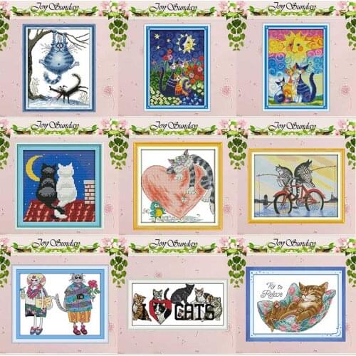 Cats under the sun Black white cat counted 11CT 14CT Cross Stitch Sets DIY Cross-stitch Kits Embroidery Needlework Home Decor