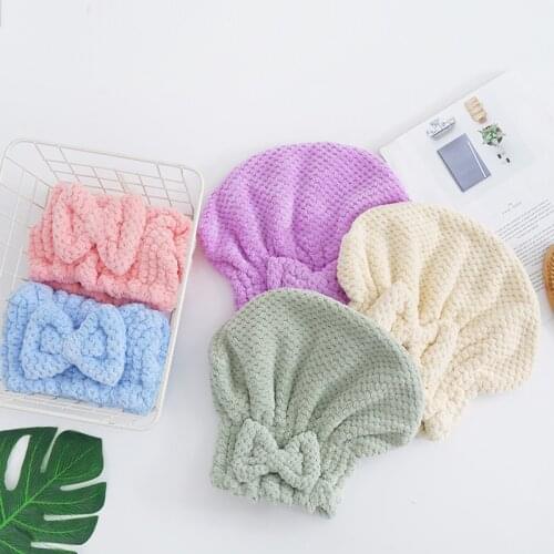Non-slip Microfibre Quick Hair Drying Soft Bath Spa Bowknot Wrap Towel Hat Cap for Bath Bathroom Accessories Thicker Elastic