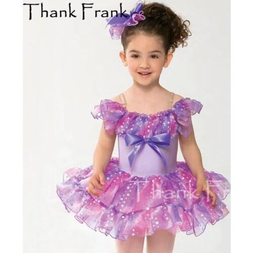 New Girls Sequin Ballet Dress Kids Bow Princess Tutu Dresses For Dancing Girl Child Purple Tulle Ballerina Dance Costumes C771
