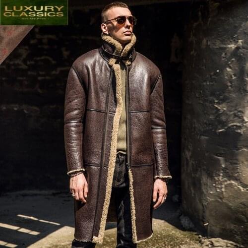 Leather Genuine Winter Natural Fur Coat Men Clothes Fashion Streetwear 100% Real Fur Coat Man Wool Liner Sheepskin Coats 9072