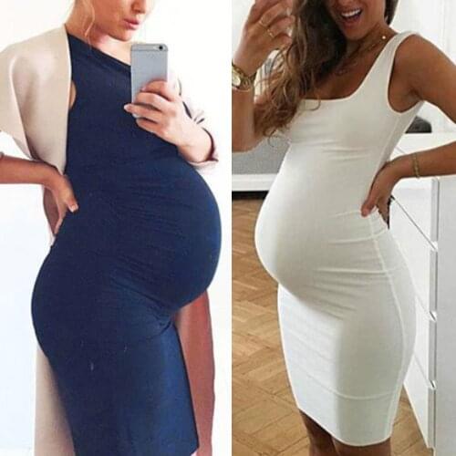 Maternity Dress Clothing Fashion Womens Pregnants O-neck Sleeveless Nursing Maternity Vest Dress Women Solid Color Dresses