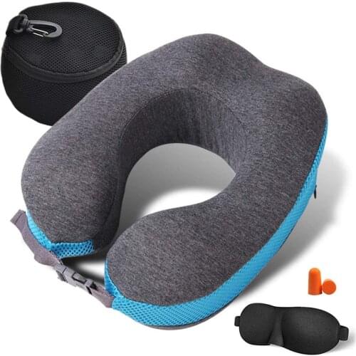 Memory Foam Airplane Neck Rest Pillows Headrest Cushion Travel Healthcare Insert Pillows with Eye Masks Luxury Bag