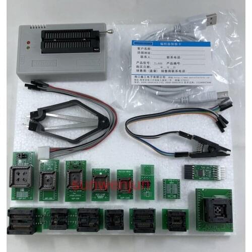 Black Edition V10.27 XGecu TL866II Plus USB Programmer 15000+IC SPI Flash NAND EEPROM MCU PIC AVR+15PCS ADAPTER+SOIC8 Testclip