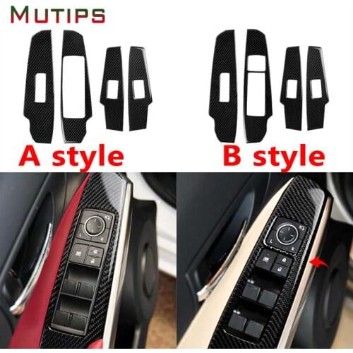 Mutips Car Window Lift Frame Trim Button Cover Armrest Panel Carbon Fiber Sticker Accessories Interior For Lexus IS250 2014-2018