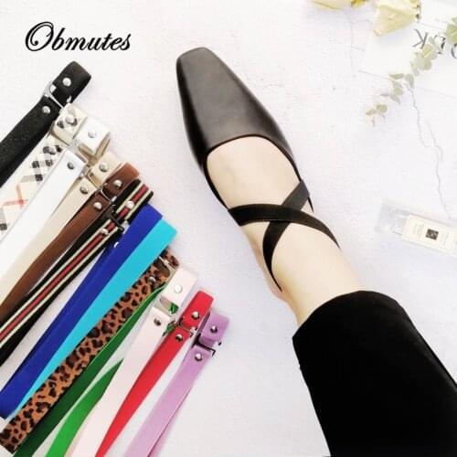 1Pair Colorful Lengthen Elastic Band Shoe Strap Solid Color Shoelace for High Heel Shoes Shoe Accessories