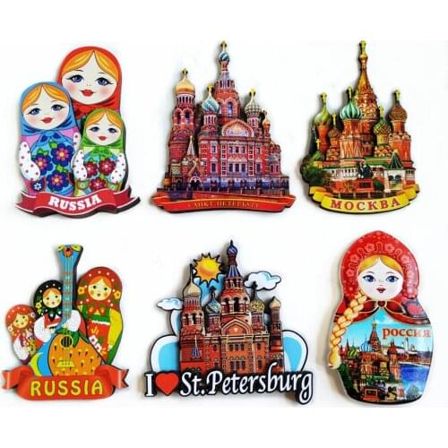 St. Petersburg, Russian Set Of Doll Wooden 3D Fridge Magnets Tourism Souvenirs Refrigerator Magnetic Stickers Home Decortion