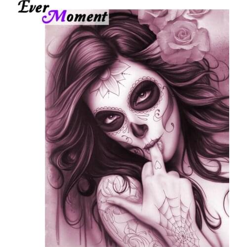 Sugar skull girl painting rhinestones diy 5d diamond painting embroidery mosaic kit needlework hobby work fun gift decor ASF741