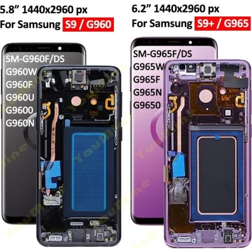 Supeer AMOLED For Samsung Galaxty S9 Plus LCD Touch Pannel screen With Frame For Samsung S9 G960F S9Plus G965F LCD Display