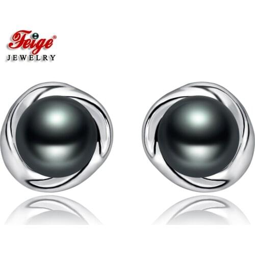 Cute Rose 925 Sterling Silver Freshwater Cultured Pearl Stud Earrings for Women Party Jewelry Gifts Earring Wholesale FEIGE