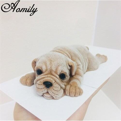 Aomily 3D Shar Pei Dog Cake Ice Cream Silicone Mold DIY Cute Design Pudding Silicone Mousse Baking Fondant Cake Mould Gift