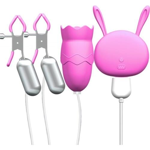 Nipple Clamps Vibrating Breast Clips Nipple Stimulator for Women Wired Clitoral Vibrators Egg Sex Toys for Adult 18 Couples Fun