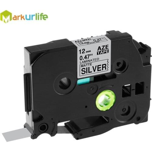 Compatible Lanimated TZe-M931 Laminated label Black on Matt Siliver for Brother P-touch Label Makers Tz-M931(12mm x 8m, 1 Pack)