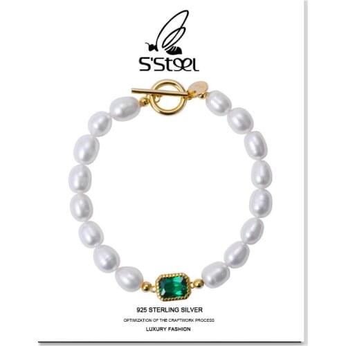 SSTEEL Zircon Bracelets Gift For Women 925 Sterling Silver Luxury Pearl Gold Designer Personalited Bracelet Fine Jewellery