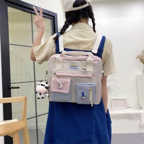 Girls shoulder bag Cute Multi-pocket women backpacks Student small book bag Harajuku kawaii schoolbag Female messenger bagpack