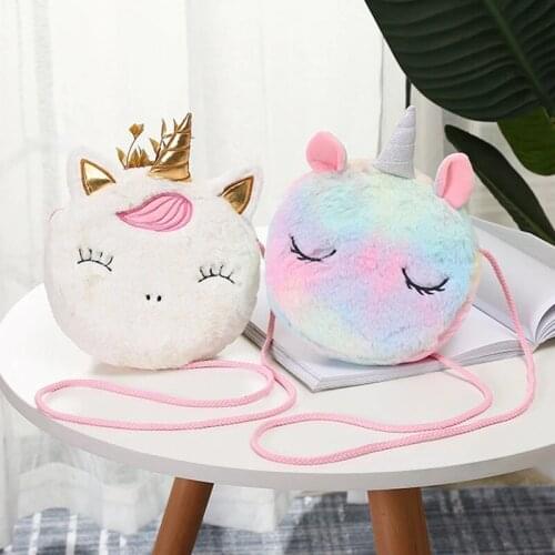 New Fashion Girls Shoulder Bag Cute Unicorn Animals Messenger Bag Keys Coin Purse Cute Princess Mini Handbag