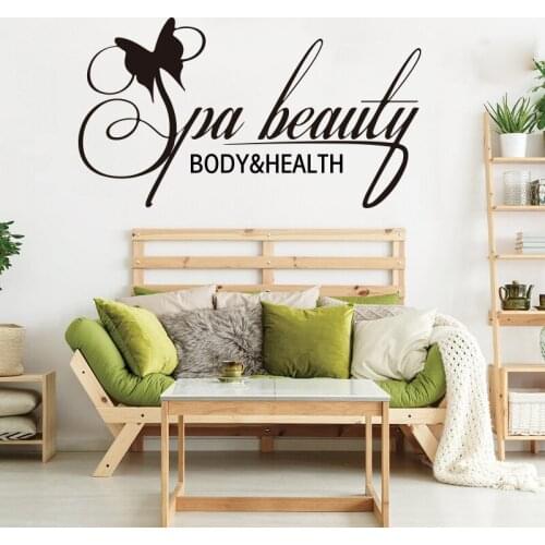 Spa Salon Body Health Relax Therapy Window Wall Sticker Spa Butterfly Beauty Salon Massage Glass Bar Wall Decal Vinyl Decor