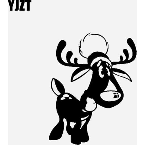 YJTZ 12.6CM*16CM Christmas Elk Cartoon Decoration Car Sticker Vinyl Decal Black/Silver C23-0011