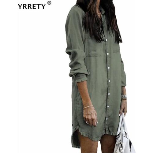 YRRETY Womens Denim Shirts