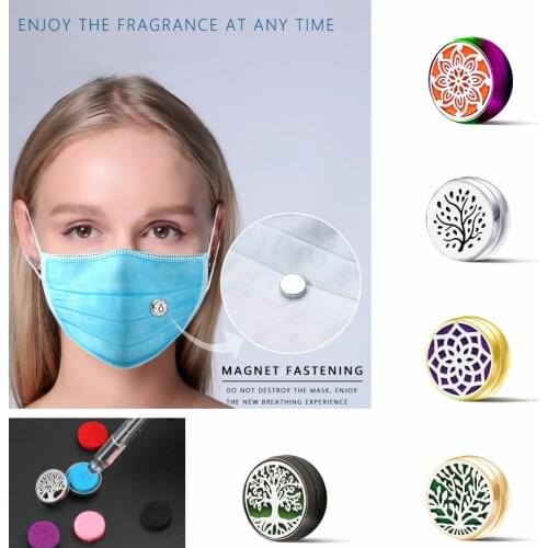 Stainless Steel Jewelry Brooch Cufflink Tie Buckle Gift Magnetic Essential Oil Diffuser Face Aroma Locket for Women Men Kid 12mm