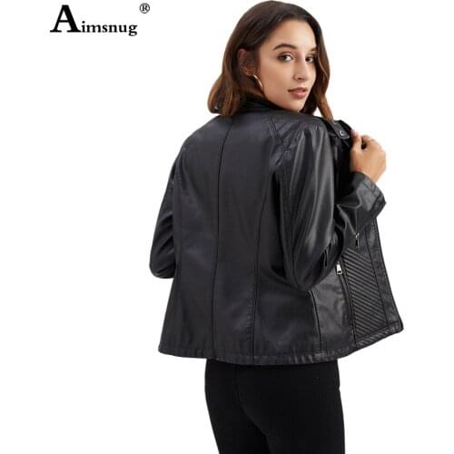 Plus Size 3xl Women Faux Pu Leather Jackets Autumn Long Sleeve Tops Outerwear Fashion Zipper Jacket Sexy Womens Clothing 2021