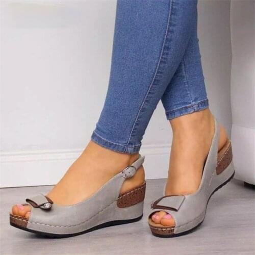 Women Sandals Summer 2021 Casual Shoes Woman Peep-toe Wedge Comfortable Sandals Slip-on Flat Sandals Female Sandalias