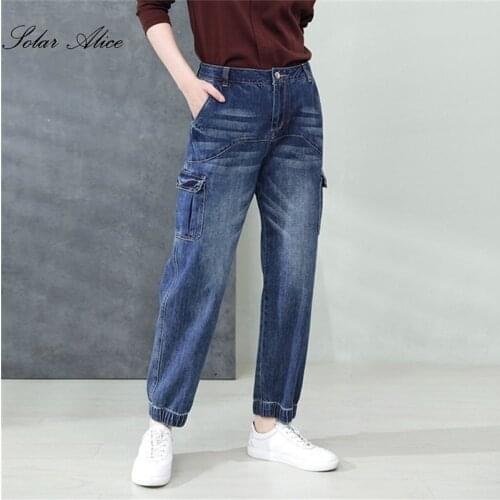 Free Shipping 2021 Womens Spring/Summer New High-Waist Straight Jeans Cotton Urban Casual Pants