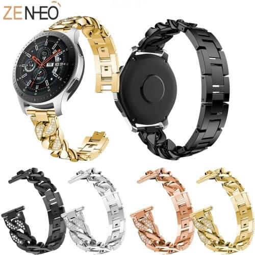 Women fashion luxury high quality Band for Samsung Galaxy Watch 46mm Stainless Steel Strap For Samsung Gear S3 Cassic watch