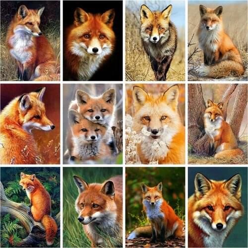 ZOOYA 5D Diamond Painting Cross Stitch Animals Diamond Embroidery Fox Full Square Mosaic Rhinestone Pictures Home Decor