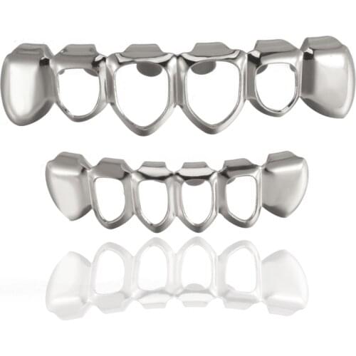 Fashion HIP POP Top & Bottom Grills Party Dental Hot Sale Golden Teeth Cosplay Jewelry Tooth Rapper Punk 1PC Teeth Caps Hip Hop