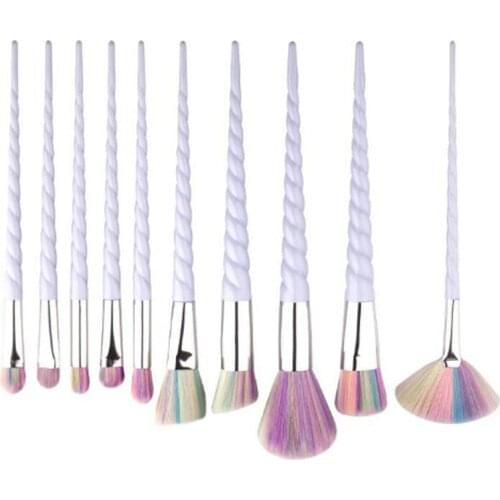 10 Pcs Professional Makeup Brush Set Unicorn Rainbow Diamond Face & Eye Powder Foundation Eyebrow Make Up Brush Kit Tools BBP