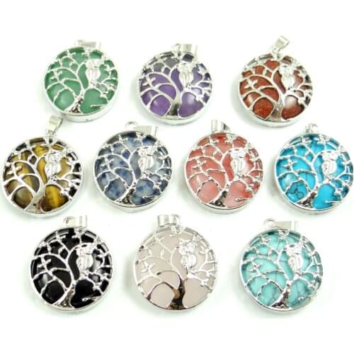 Natural Stone Quartz Crystal tiger eye Pendant Angel Wings Fairy Water Drop Shape charm pendant Jewelry making Necklace 10PC